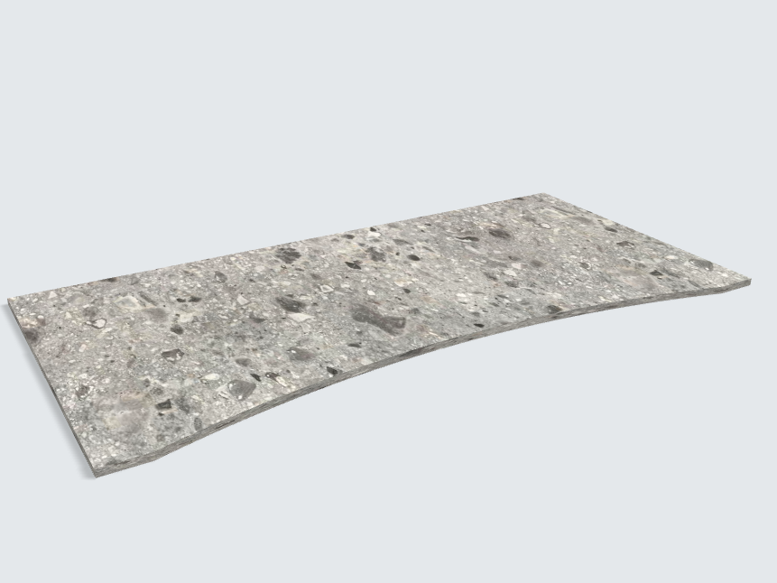 Rechteck mit runder Aussparung F021 ST75 Triestino Terrazzo grau