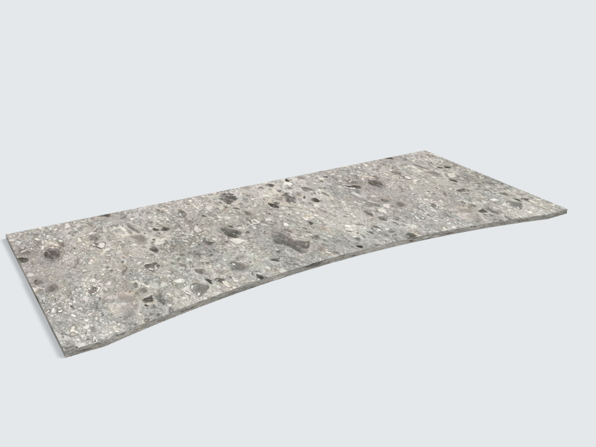 Rechteck mit runder Aussparung F021 ST75 Triestino Terrazzo grau