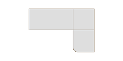 Arbeitsplatte L2 rechts abgerundet