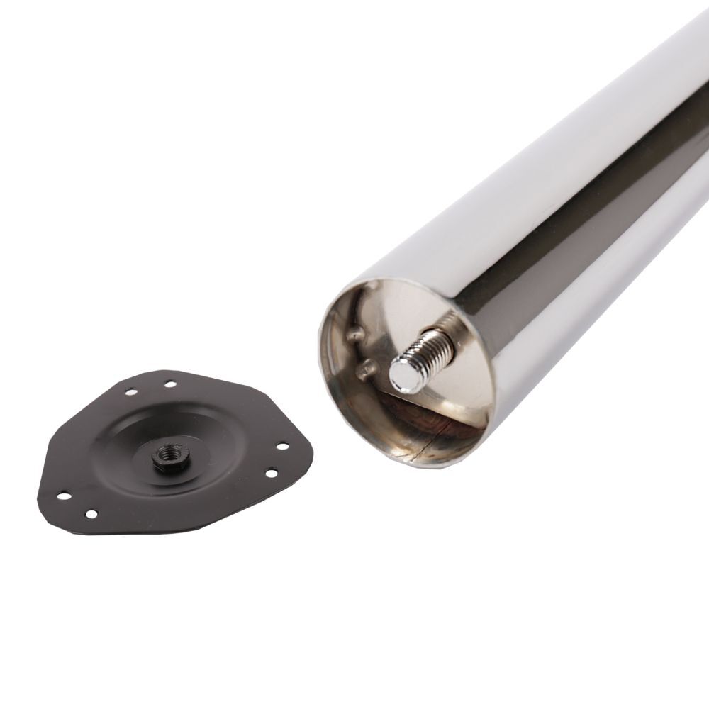 Tischstütze mit Rolle | 87 cm hoch | ø 5 cm Chrom glänzend