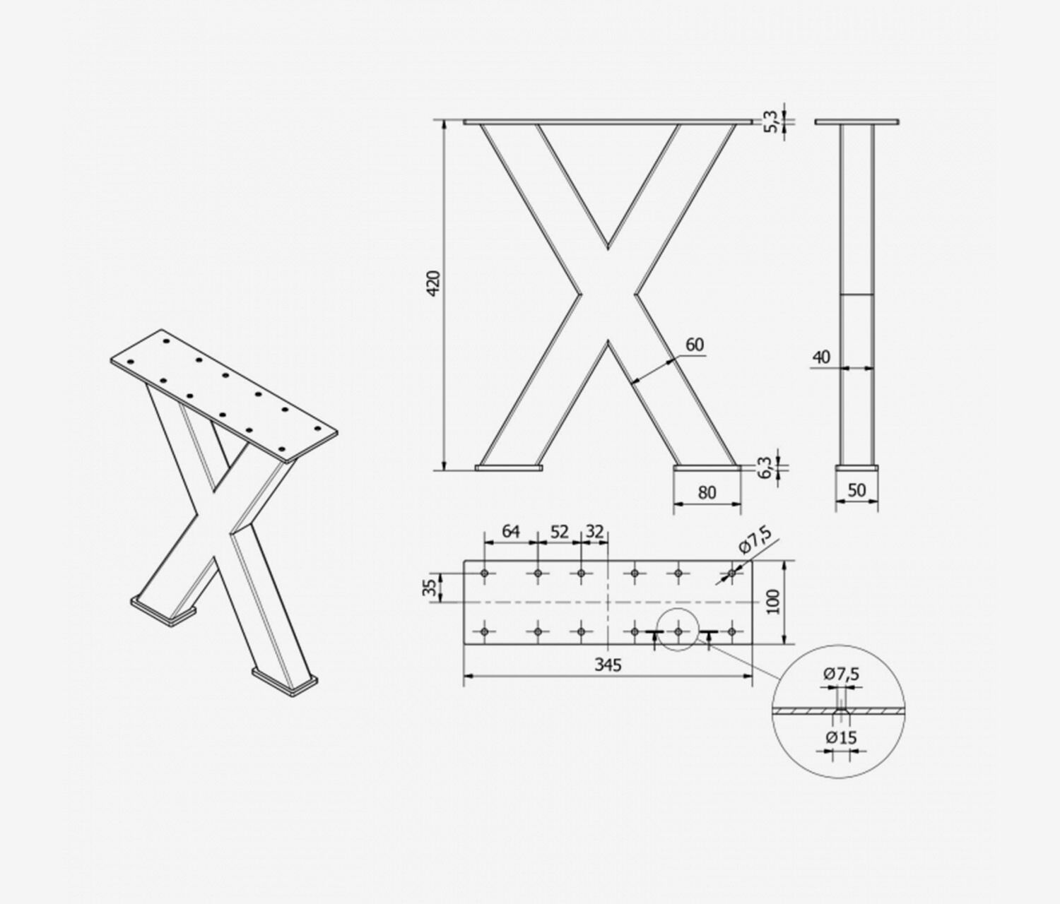 COUCHTISCHGESTELL X-FORM | 2ER SET