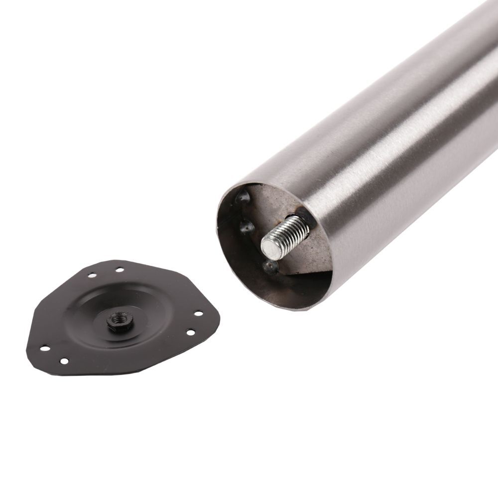 Tischstütze mit Rolle | 87 cm hoch | ø 5 cm Edelstahl Optik