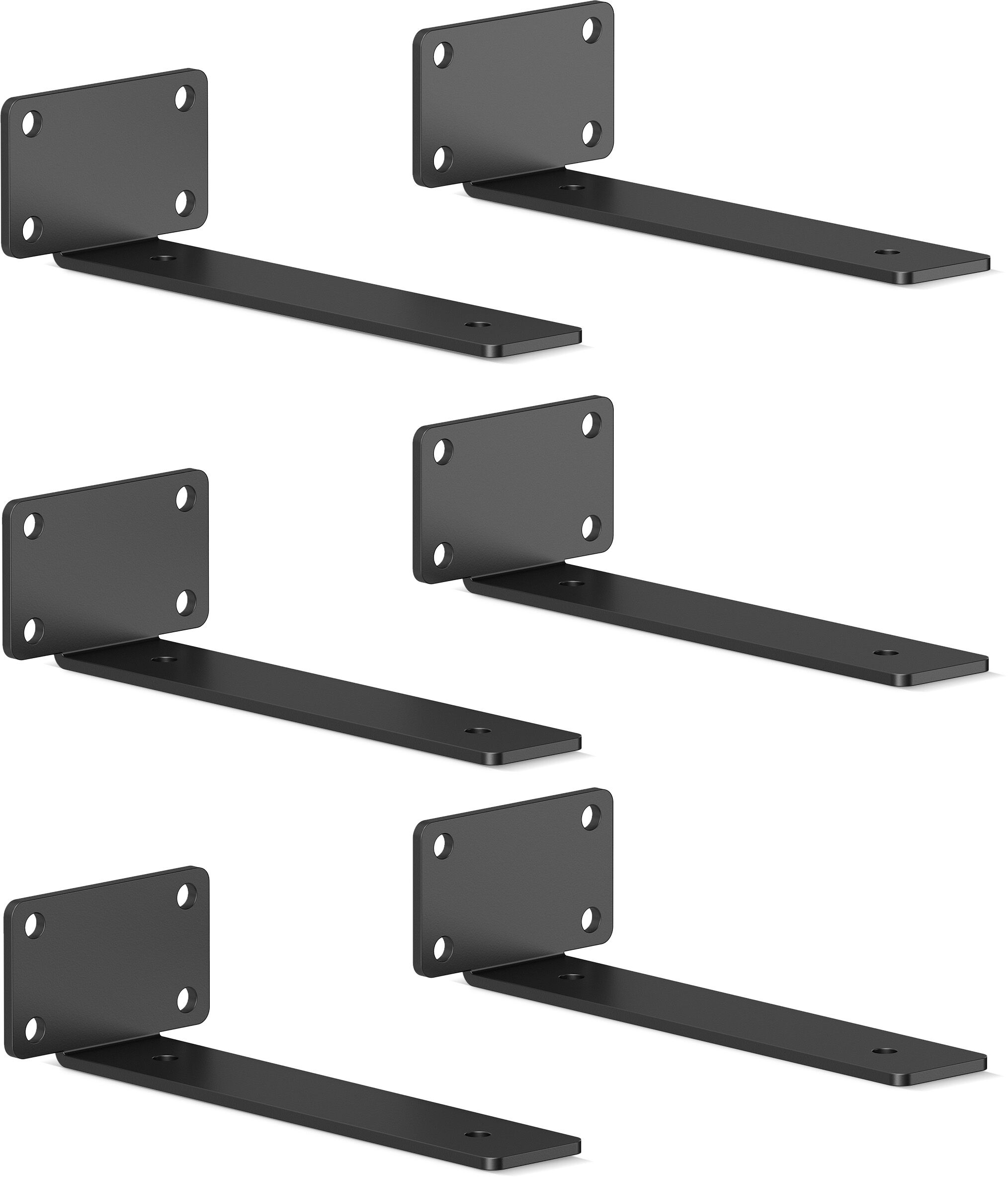 Regalträger flach Schwarz 6er Set