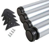 Runde Tischbeine | 4er Set | Höhenverstellbar 71 - 74 cm | ø 6 cm Chrom glänzend