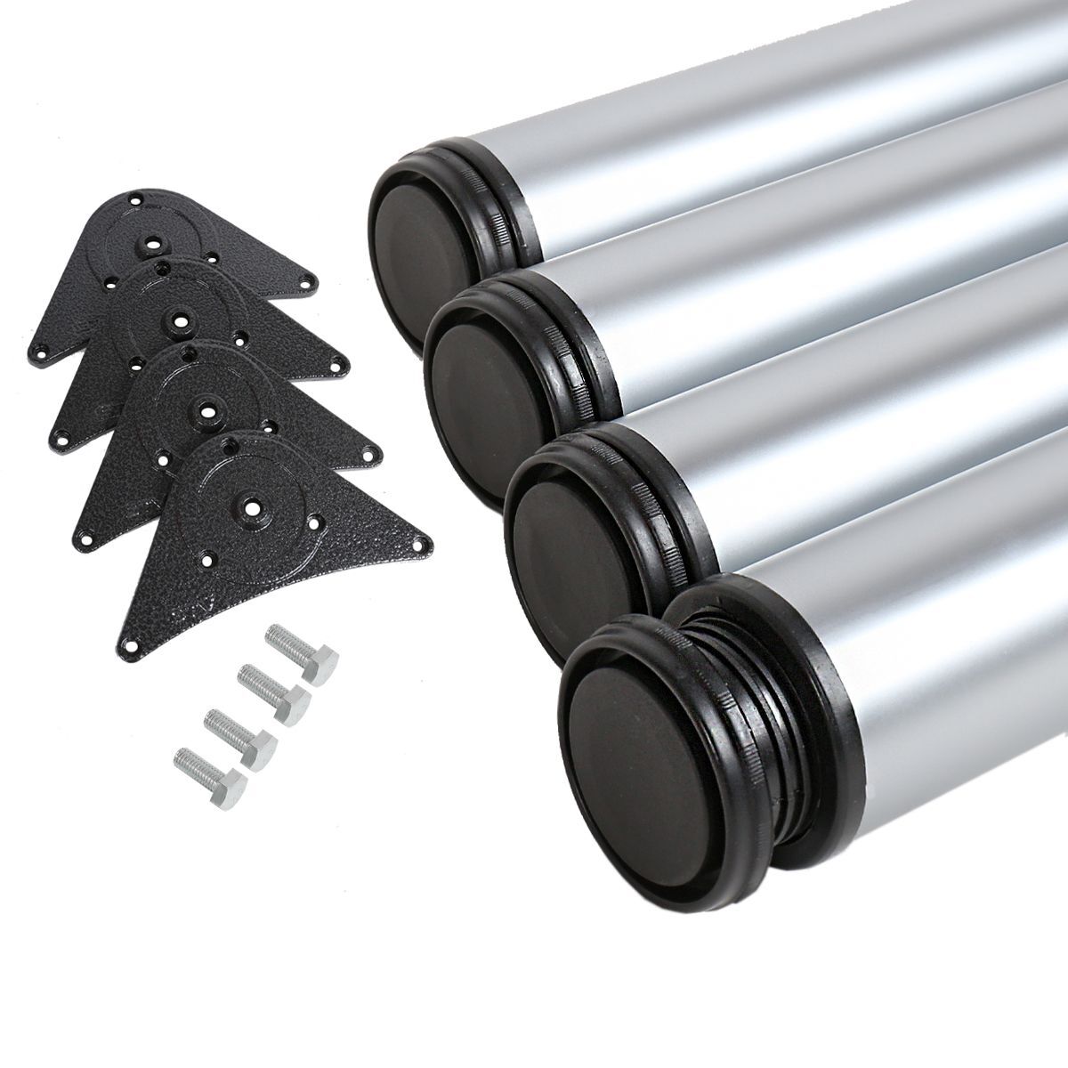 Rundes Tischbein | 4er Set | Höhenverstellbar 110-113 cm | ø 6 cm Chrom matt