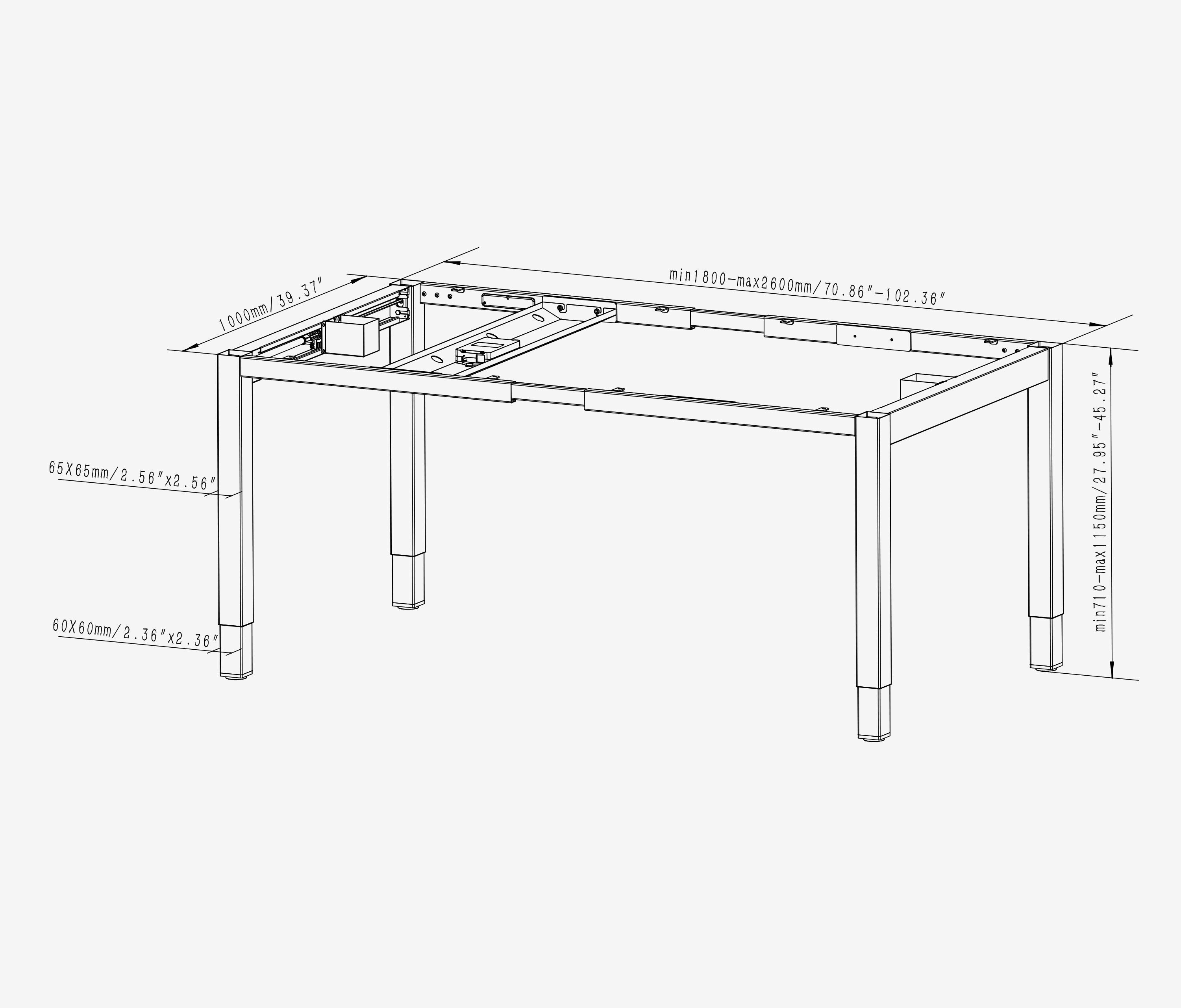 Primus 4-Bein Tischgestell XL Grau 80
