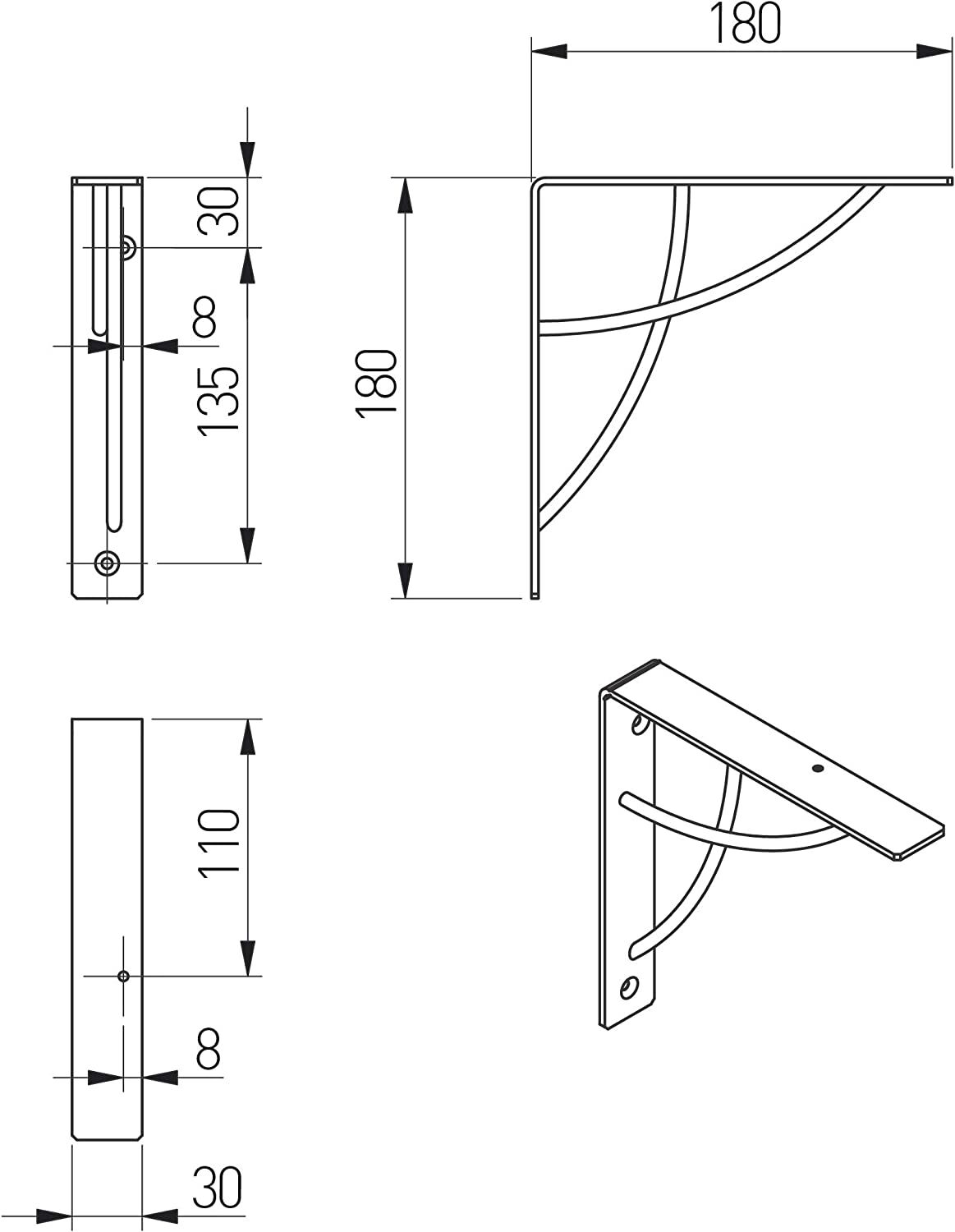 Regalhalter Schwarz | 18 cm