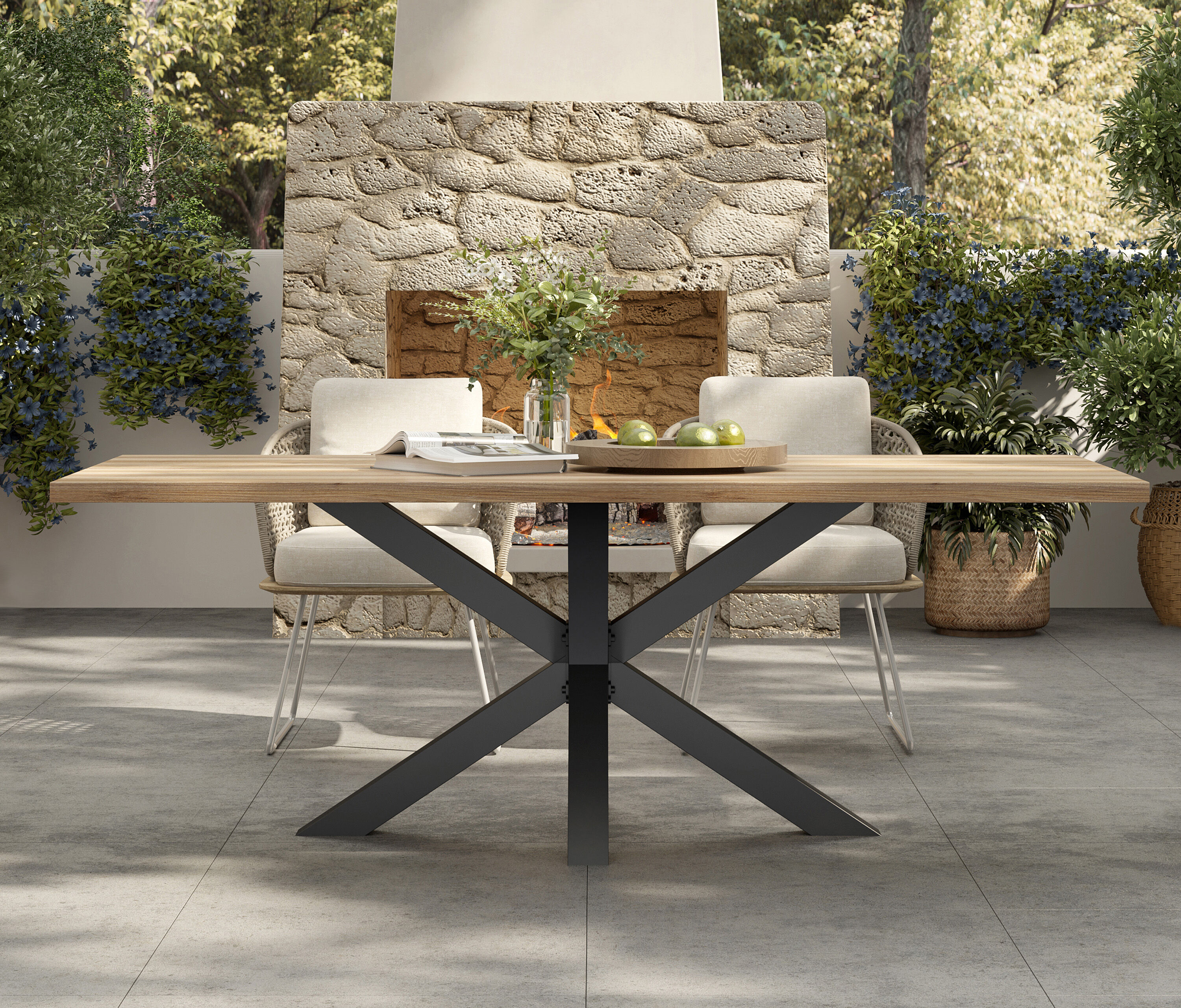 Outdoor Tischgestell Spider 120 Edelstahl gebürstet