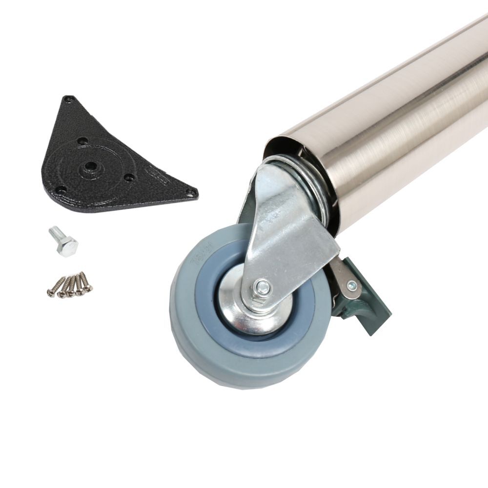 Tischbeine mit Rollen | 4er Set  | 71 cm hoch | ø 6 cm Edelstahl Optik